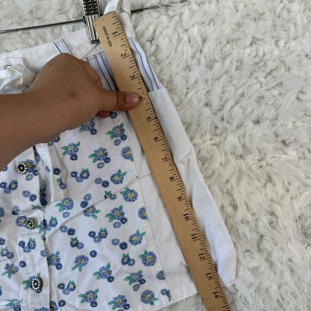Cherokee‎ Girls 2 Piece Set Vest 10/12 + Skirt 7/8 White Blue Western Floral
